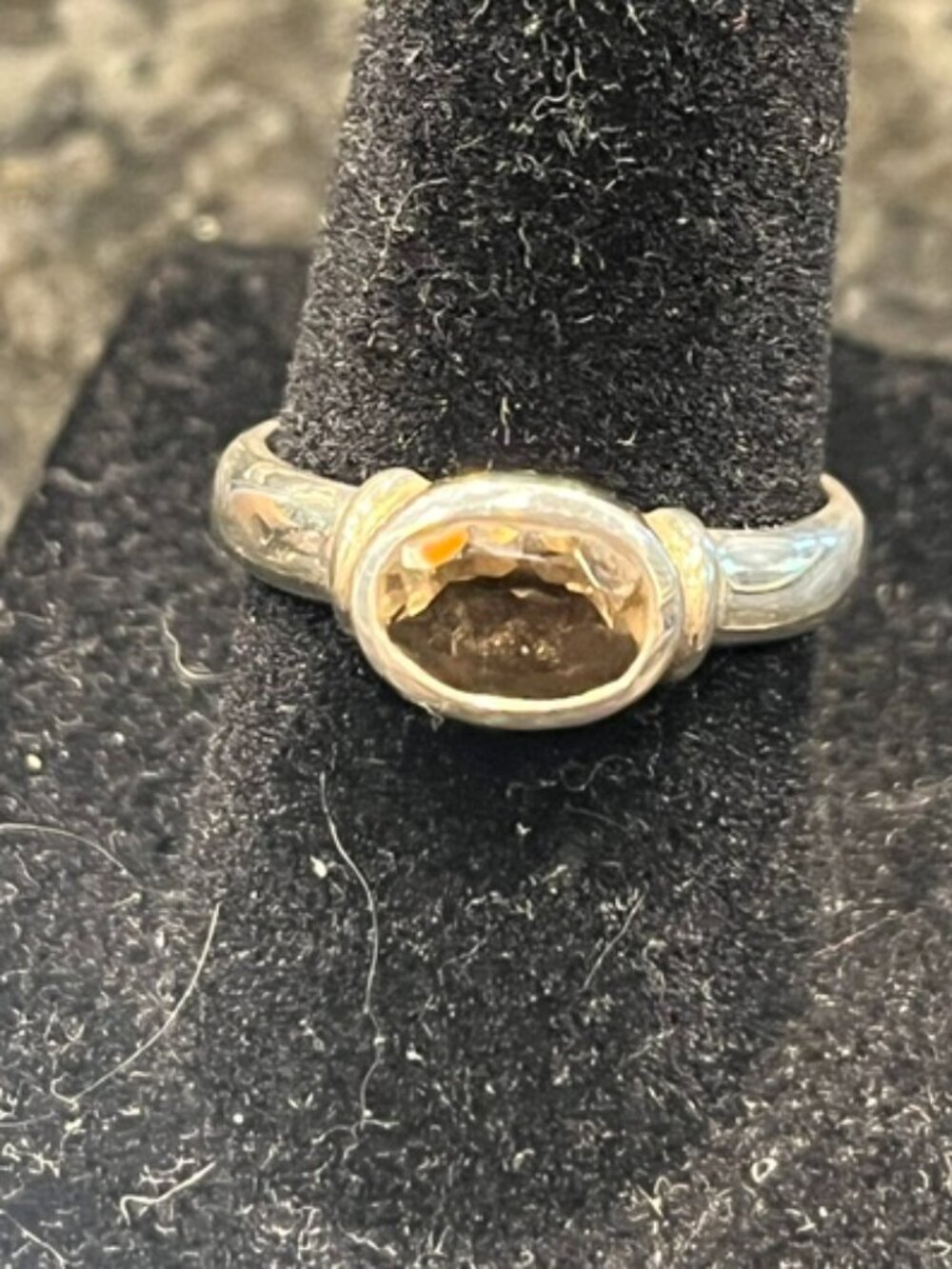Sterling Silver Smoky Topaz Ring – Bezel Set - Size 7 1/2
